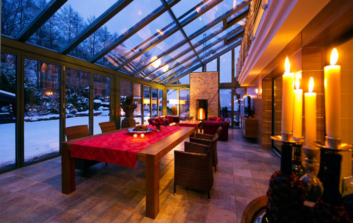 Innenansicht Wintergarten im Winter